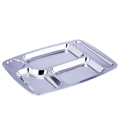 Canteen 5 Compartment Steel Plates Tableware And Utensils Eco Friendly