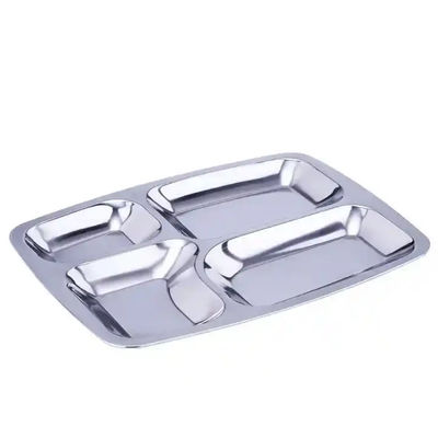 Canteen 5 Compartment Steel Plates Tableware And Utensils Eco Friendly