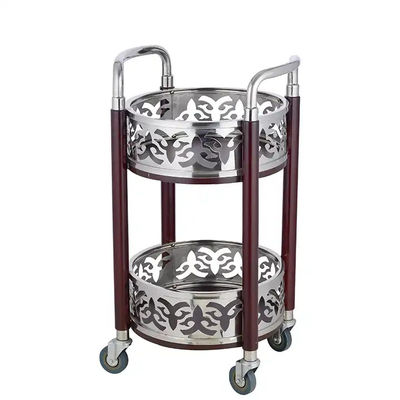 Round Hotel Serving Cart Hotel Lobby Supplies With Double Tier