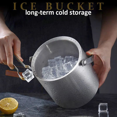 bright Surface ice bucket Stainless Steel With Lid And Strainer Beer Champagne For Bar