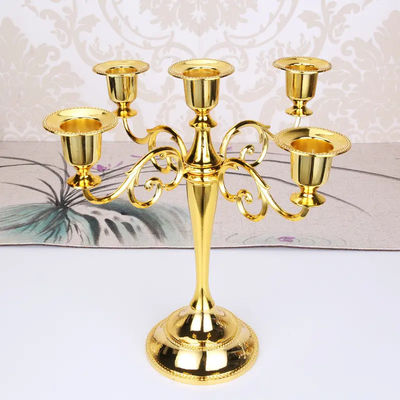5Heads European Metal Candle Holders Retro Candlestick For Hotel Decor