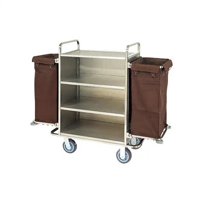 Hotel Multifunctional Stainless Steel Housekeeping Cleaning Cart With Canvas Bag