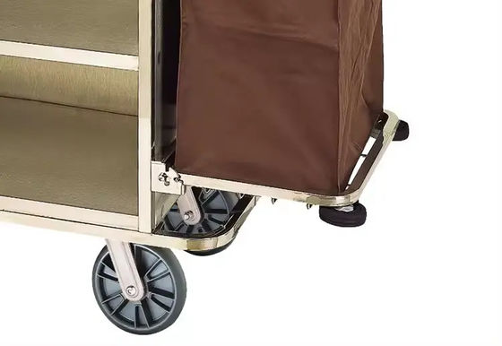 Hotel Multifunctional Stainless Steel Housekeeping Cleaning Cart With Canvas Bag